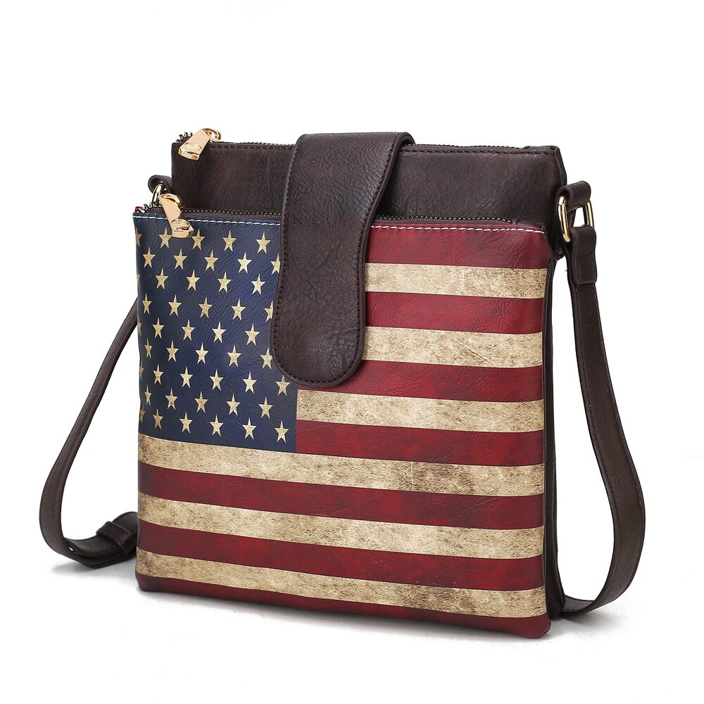 5614 Patriotic Crossbody Bag , American Flag Vegan Leather Usa Shoulder Bag